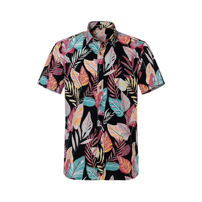 Custom Polyester Hawaii Shirt Dress Shirt Wholesale Cotton Digital Sublimation Printing Men&prime;s Hawaiian Shirts