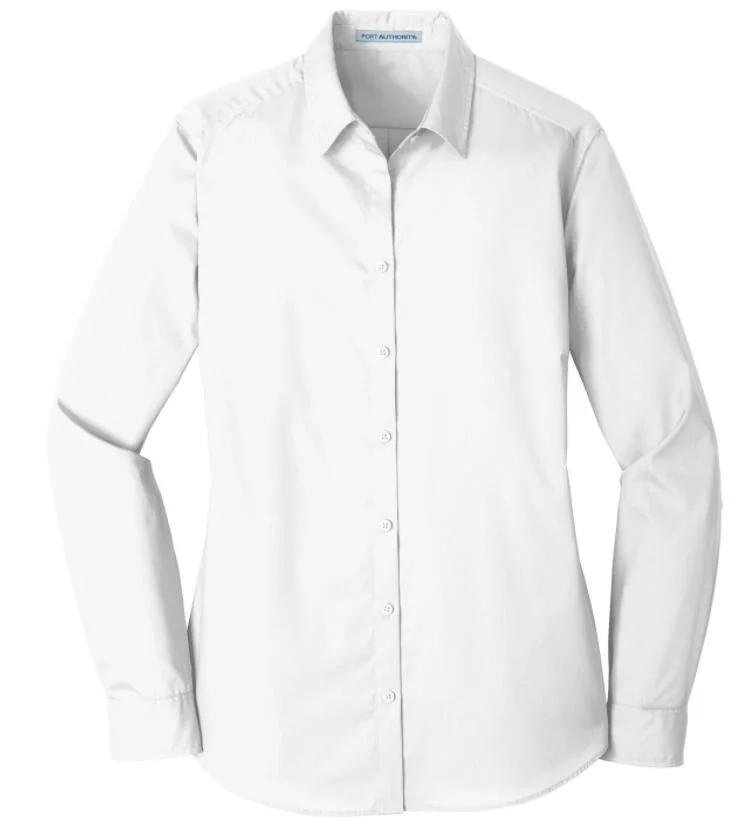 Custom Women White Business Blouse Silk Long Sleeve Office Carefree Poplin Shirt