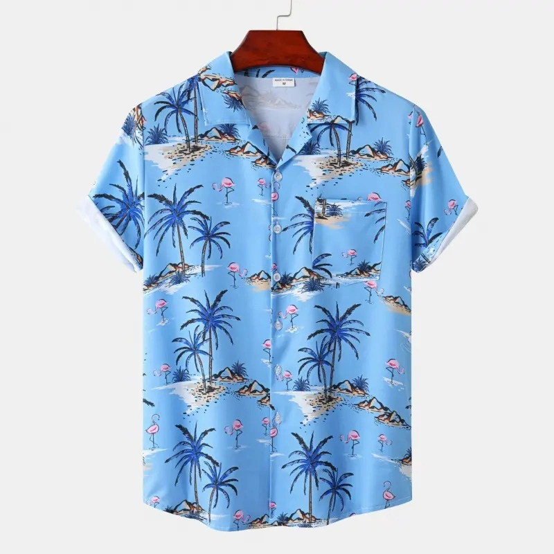 Fashion Brand Clothing Aloha Shirt Men Casual Printed Beach Shirts Unisex Short Sleeve Hawaii Shirt