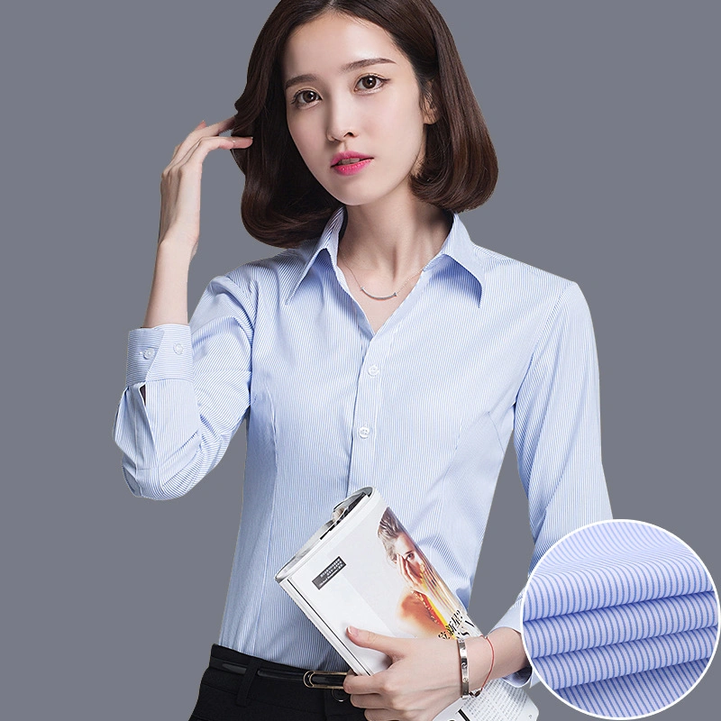Slim Professional Large-Size Shirt Women&prime;s Long-Sleeved Business Shirt