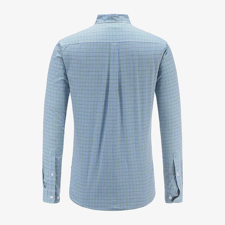 Long Sleeves Dress Shirt for Men Light Blue Plaid Office Shirt
