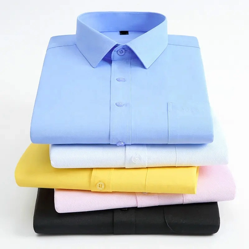 Custom 100% Cotton Mens Formal Shirts Business Casual Long Sleeve Plain Bamboo Fiber Dress Shirt for Men