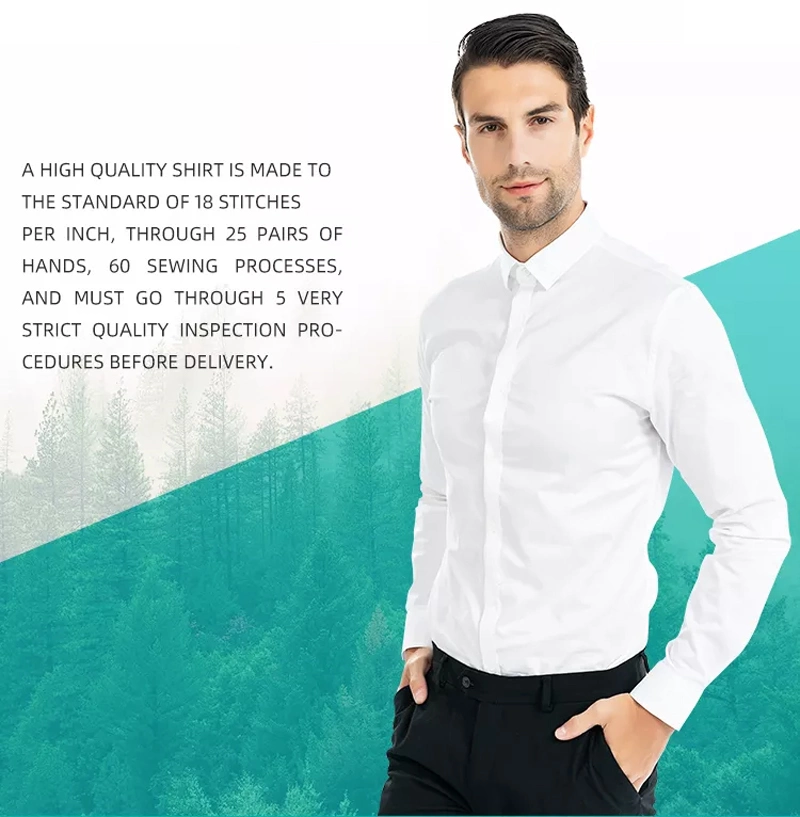 Custom 100% Cotton Mens Formal Shirts Business Casual Long Sleeve Plain Bamboo Fiber Dress Shirt for Men