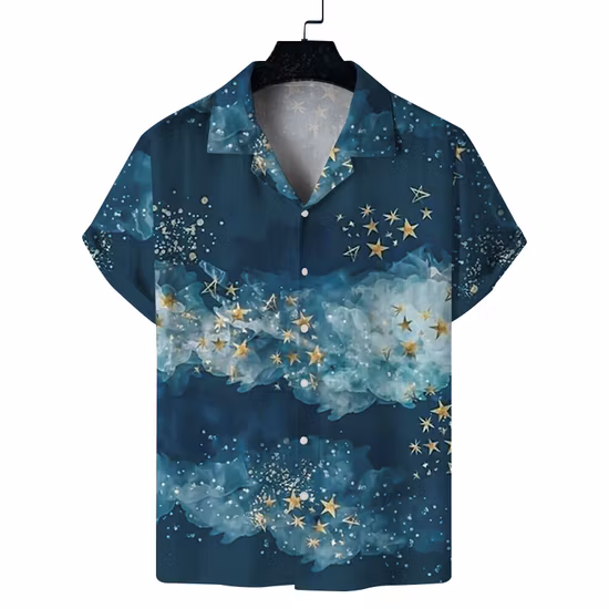 New Designer Custom Print Organic Cotton Vintage Mens Hawaiian Shirt