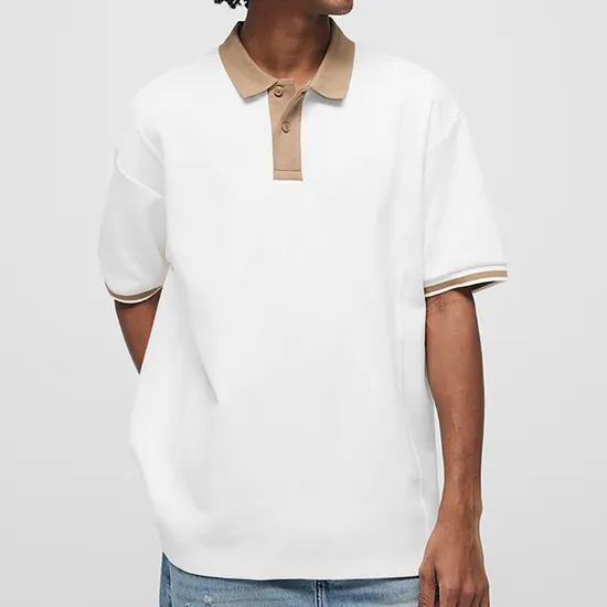 Custom Youth Classic Cotton Pique Polo Men Contrast Color Collar Embroidery Logo 220GSM Causal Polo Shirt 