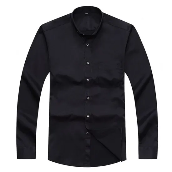 Custom Men Print Designer Logo Stretch Fashion Casual Dress Shirt 