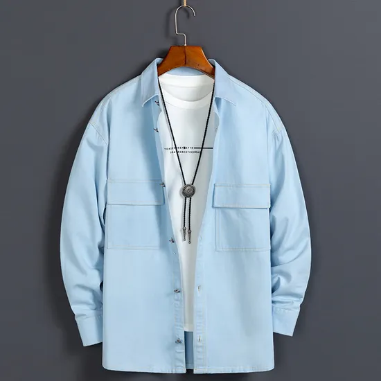 Wholesale Designer Plain Cotton Long Sleeve Shirts for Men 