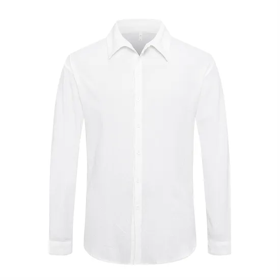 Cotton and Linen Solid Color Men′s Shirt Youth Casual Linen Shirt Luxury Brand Plus Size White Cotton Office Long Sleeve Casual Mens Formal Shirts Fashion Shirt 