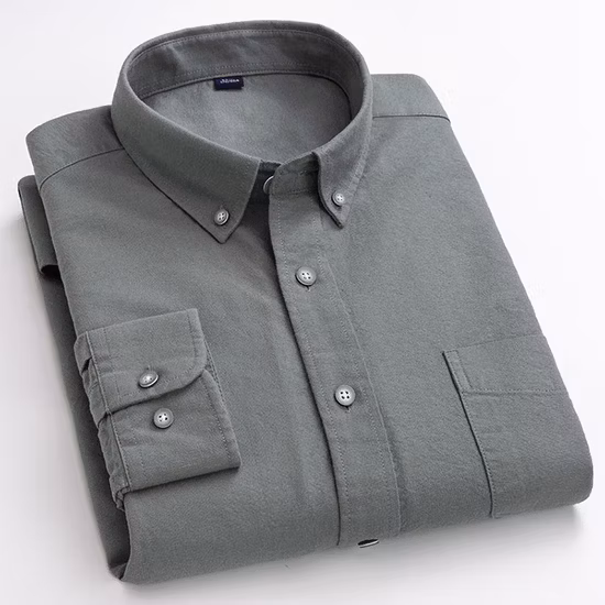 Custom Cotton Work Shirts Collar Long Sleeve Oxford Cloth Shirts Formal Office Dress Shirts for Men