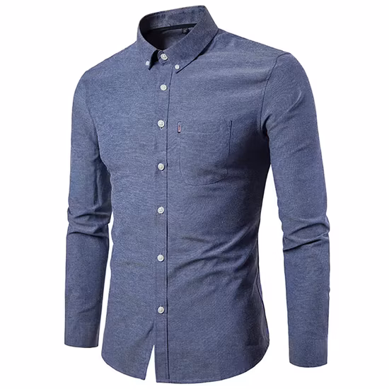 High Quality Casual Plain Solid Color Mens 100% Cotton Formal Full Sleeve Button Down Oxford Shirts